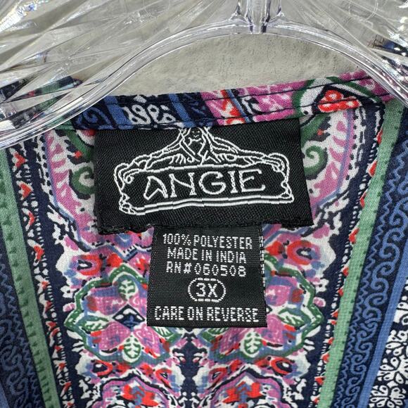 Angie Boho Kimono Cardigan Open Front Floral Paisley Lace Trim Multicolor 3X - Picture 2 of 5